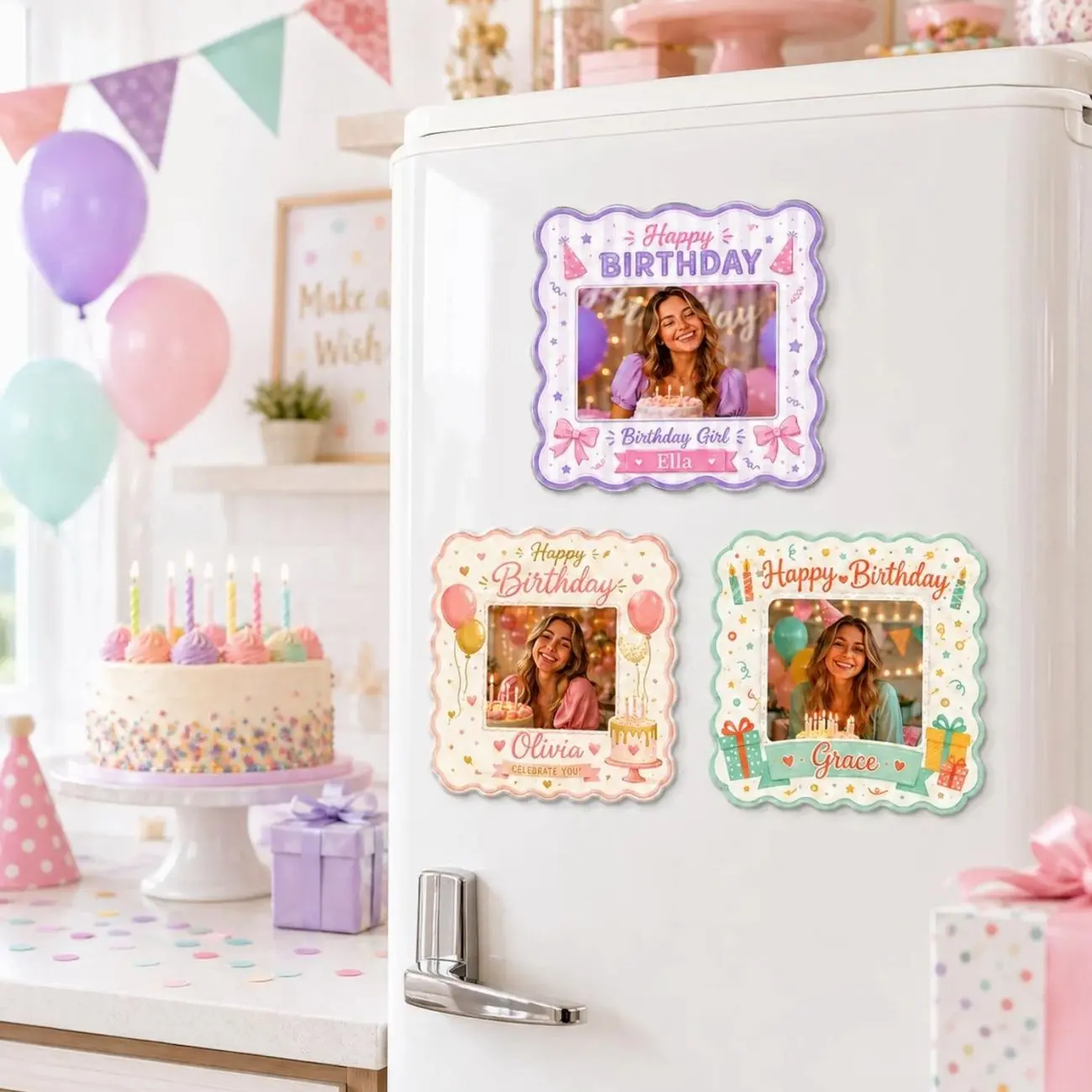 Personalized Birthday Photo Magnet, Custom Fridge Magnet, Birthday Party Favor, Custom Picture Magnet, Birthday Keepsake Gift for Kids