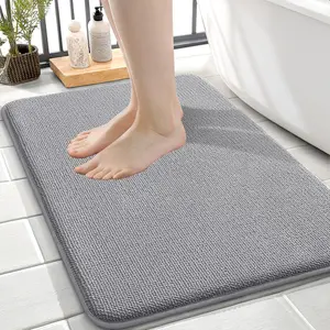 Thick Memory Foam Bath Mat Rug 24x16, Extra Soft Absorbent Bathroom Rug, Quick Dry Bath Mats, Non-Slip, Machine Washable Carpet for Bathroom, Tub and Shower, Home Decor Accessories, Grey