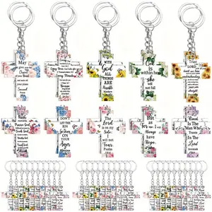 50pcs Christian Keychain Gift Bulk Religious Bible Verse Scripture Inspirational Acrylic Church Gift for Women Birthday, Inspirational Gifts, Faithbased Gifts, Vibrant Colors, Durable Zinc Alloy Chain, Faithbased Accessories, Faithbased Gif
