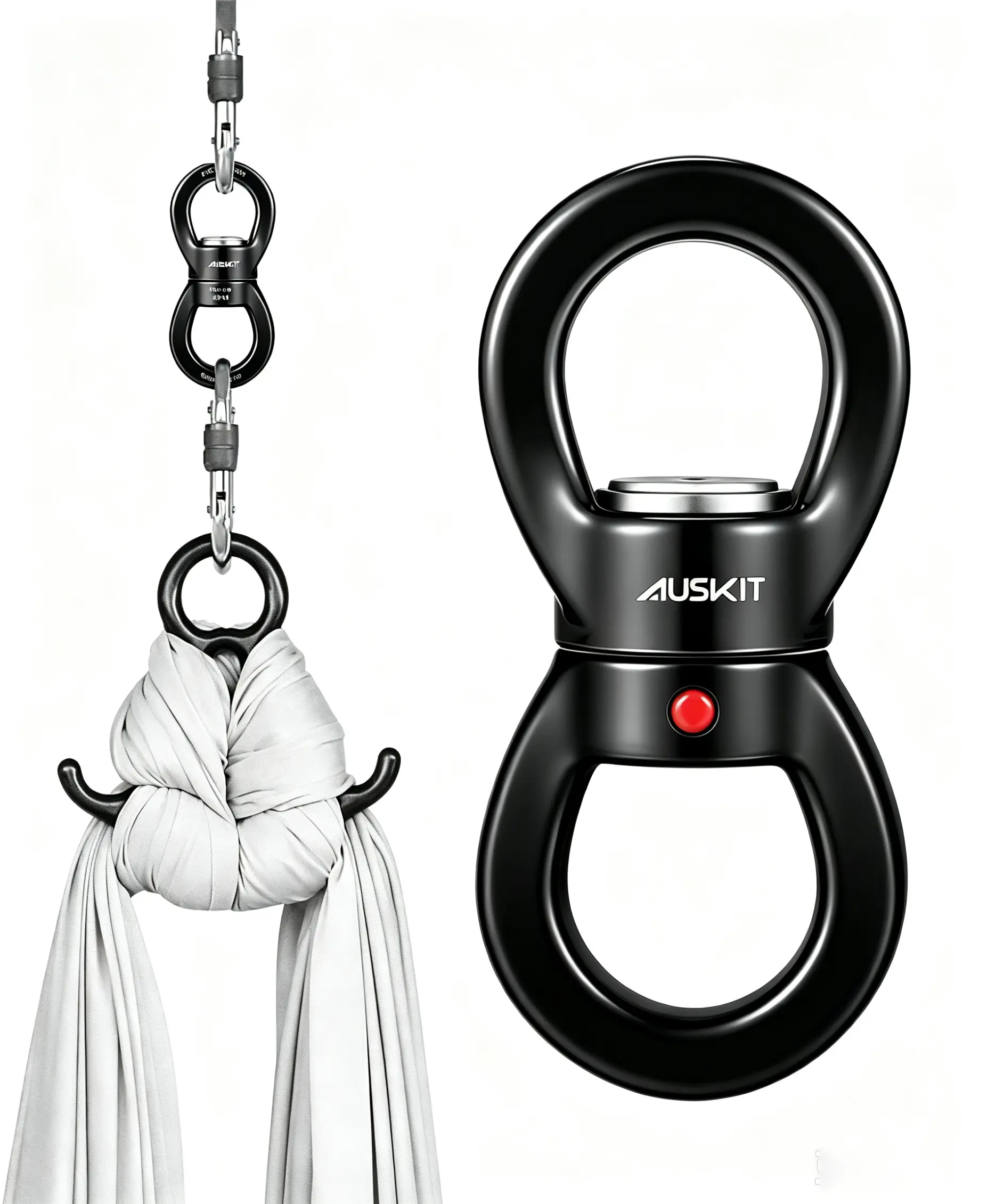 Black Swing Swivel, 35 KN SafestRotational Device Hanging Accessory