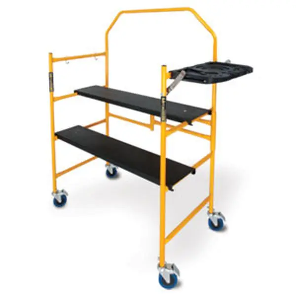 Metaltech I-IMCNT 4 Ft. Mini Jobsite Scaffold, 500 lb Capacity, 78 lbs Weight, 43.25x24x4.5 Dimensions, 1 in. Outside Diameter, Safety Rail, Work Tray, Tool Holders