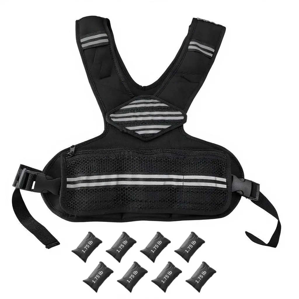 Adjustable Weighted Vest, Neoprene Weight Vest for Jogging,Walking, Running with Reflective Strips and Mesh Pockets