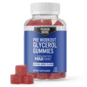 Premium Grade Pre Workout Glycerol Gummies - Stim Free - Intense Pump Supplement - Glycerol Monostearate Formula - Hydrating Pre-Workout Gummy Formula - Caffeine Free - 120 Gummies