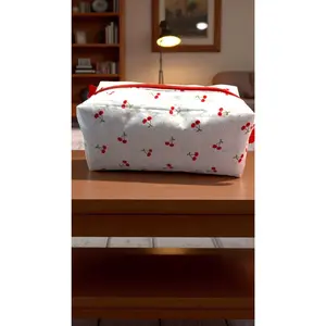 Quilted Zippered Boxy Pouch