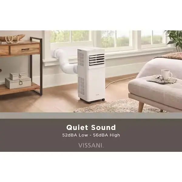 Vissani 5,000 BTU Rectangular Portable Air Conditioner - 3-in-1 Mode (Cool/Dehumidifier/Fan), 115V Plug, 150 sq. ft. Coverage, Remote Control, 24-Hour Timer, Low Noise, Easy Installation, White, Residential Stay Cool Solution for Small Rooms,Th Like New