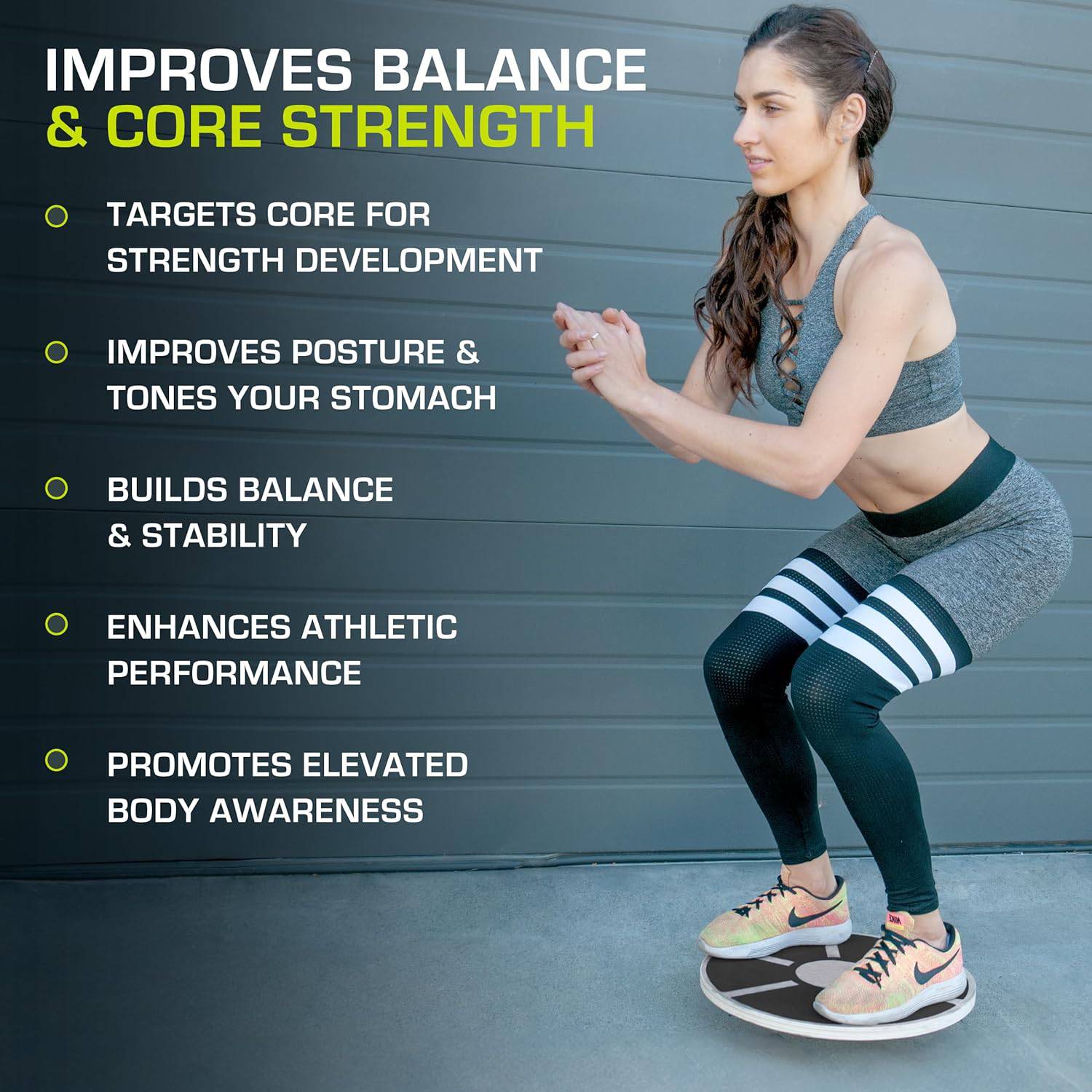 Wooden Balance Board 360° Rotation Non-Slip Core Stability Training for Rehabilitation & Balance Workout