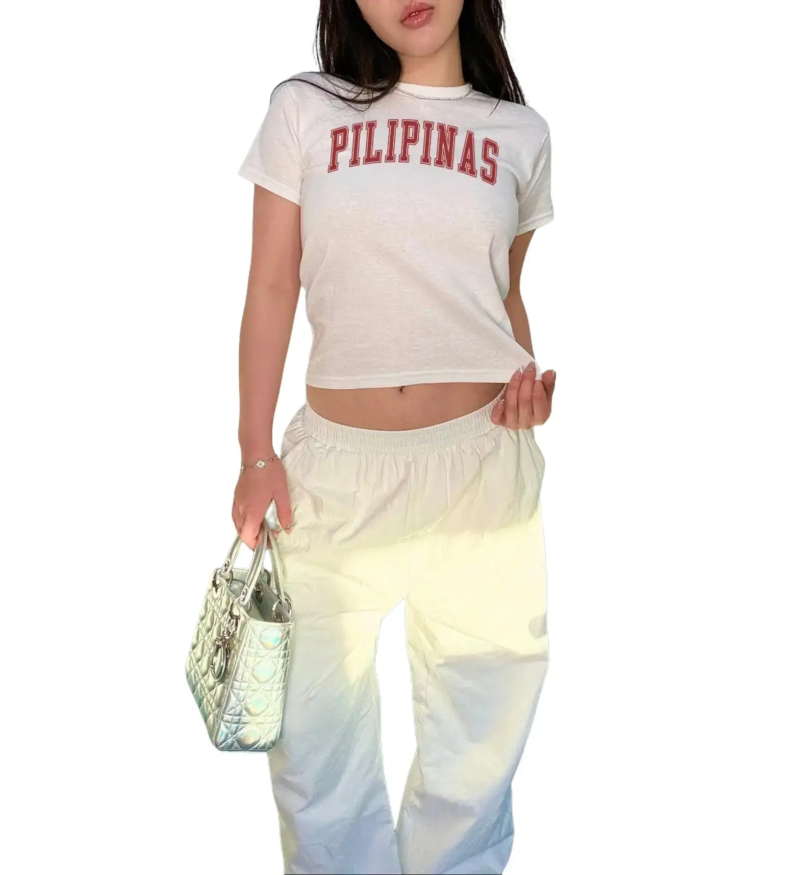 Pilipinas Philippines Filipina Baby Tee, SNUG FIT, Gifts, Shirt, Tshirt for Her, Women, Trendy, 90s Y2K, Summer, Pink Blue White Sport Grey