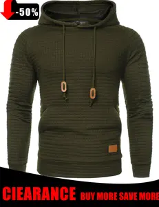 Coofandy Fall Outfits Men's Waffle Knit Hoodie Pullover Casual Long Sleeve Drawstring Sweatshirt with Kanga Pocket Medium Size Comfortable Fit for Daily Wear & Gifts