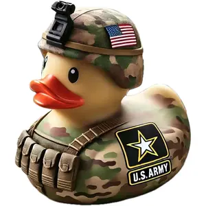 Military Rubber Ducks, Armed Mini Resin Ducks for Jeeps Ducking, Uniform Army Cruise Rubber Duck, Hand-Painted Patriotic Veteran's Day Gifts, Unique Coolest Party Favors (Army)
