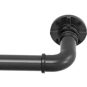 Industrial Curtain Rod Set with Brackets, 1 inch, 32-240" -  Rod for Windows 120 to 240, Grey or Gunmetal Finish