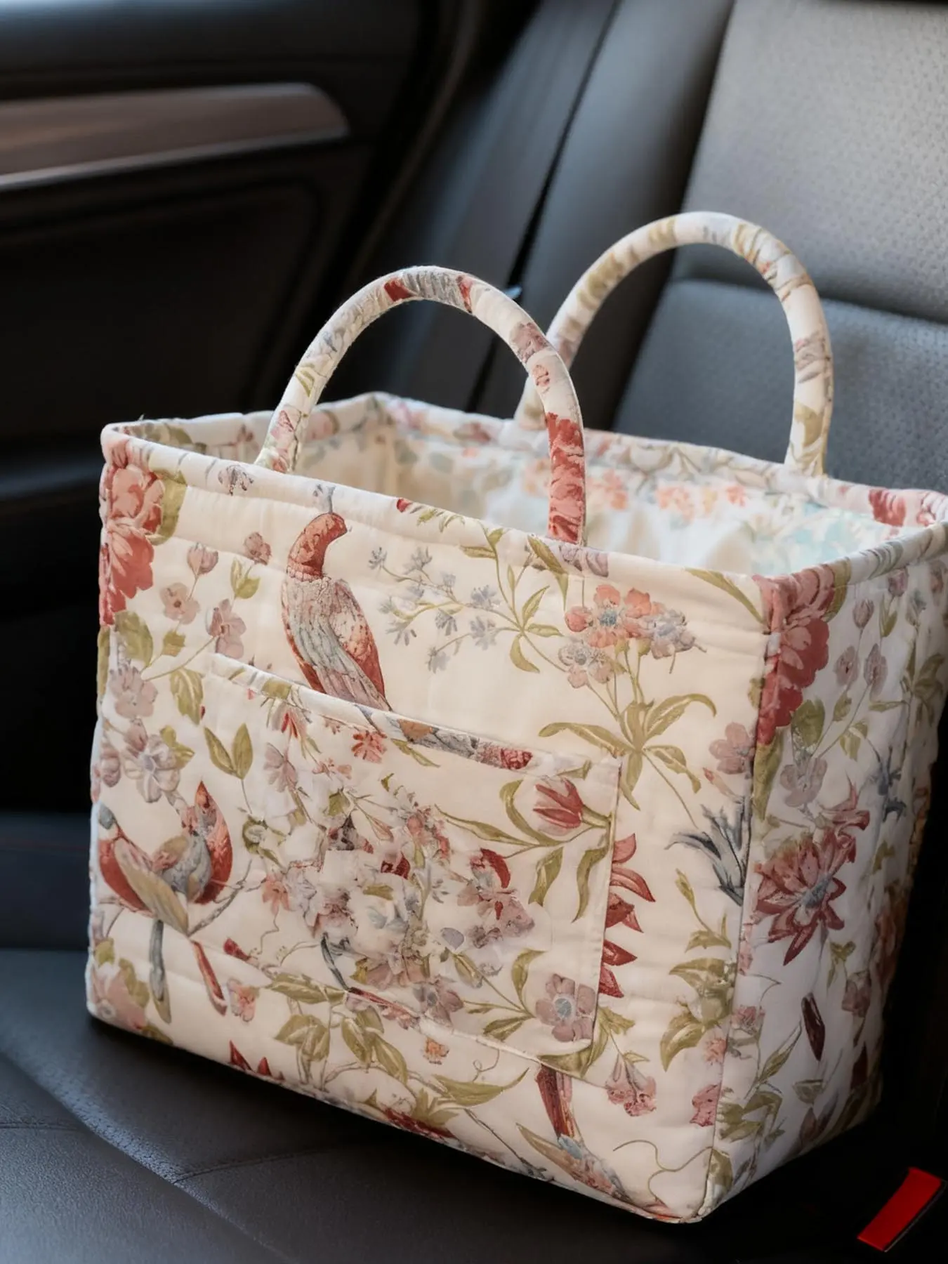 Car interior storage basket, Floral Pattern Basket, Versatile storage basket, home storage basket for clothes, books and work supplies, space-saving, foldable, Collapsible Storage Baskets