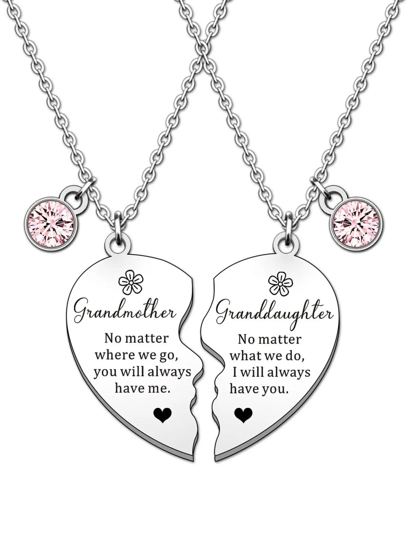 Grandmother & Granddaughter Letter Design Pendant Necklace, Engraved Necklace, Initial Letter Necklace, Fashionable Heart Shaped Pendant Necklaces, Trendy Exquisite Jewelry As Gift for Women, Love, Name Engraved Pendant, Jewelry Gifts