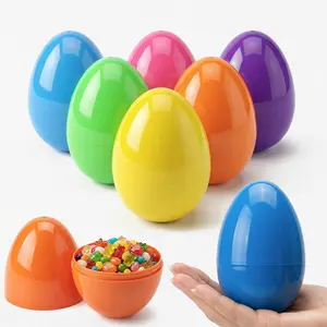Easter Eggs Decorations Plastic Large: 5 Inch 6 Pack Jumbo Fillable Colorful Bright Easter Egg Hunt Empty Bulk Assortment