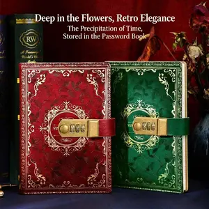 Vintage European Embossed Gold Foil Password Notebook, Luxurious Texture, Practical Functionality, Diary Journal Private Notebook, 100 Sheets