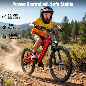 [RUNDEER ] Prince Kids Electric Bike, 500W XC Mountain Ebike, 20MPH Max Speed, 32 Miles Range, 36V10Ah Battery, Geometric Ergonomic Frame Design, Lightweight Alloy Frame, Boost Healthy Growth, Ideal for Ages 7-15, Great for Outdoor Trail Riding