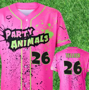 PartyAnimals #26 Baseball Jersey 3DVintage Streetwear Baseball Jersey - Casual Baseball Jersey Outfits - Unisex -  Trendy Baseball Jerseys
