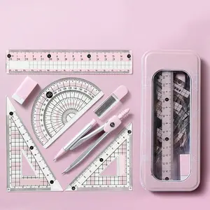 Set of Ruler and Compasses with Measuring Tool, Ideal for Teaching and Student Gifts, Geometry Tools Set, Drawing Supplies, Multifunctional Stationery