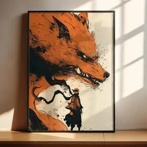 Naruto & Kurama • Naruto Style Art • Printable Wall Art • Anime Wall Art • Japanese Home Décor