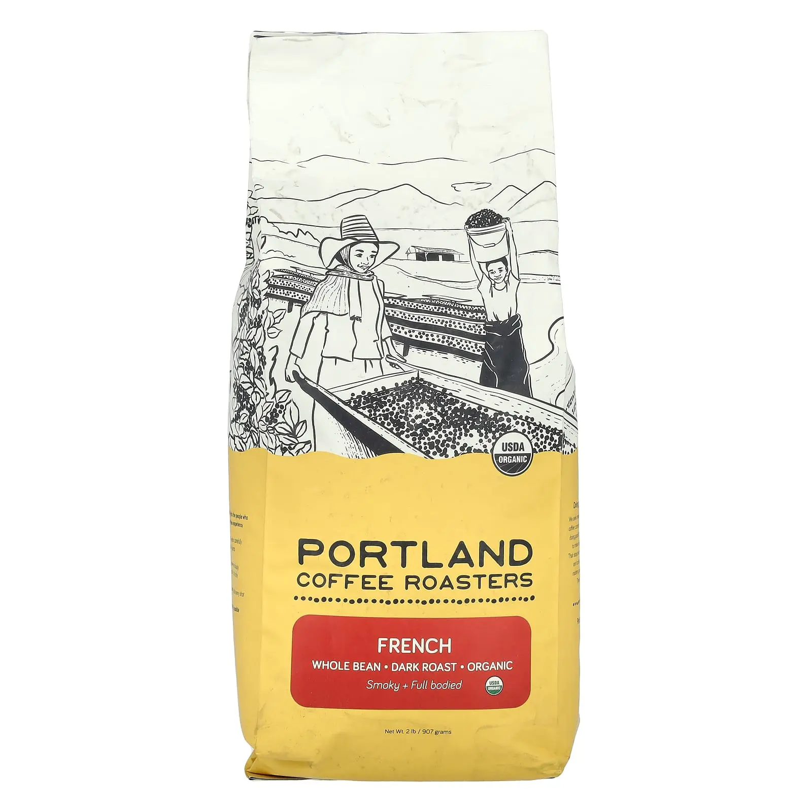 Portland Coffee Roasters Organic Coffee, Whole Bean,  Dark Roast, French, 2 lbs (907 g)