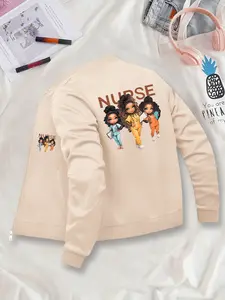 Medical Coat, Women's Lady Printed Fitted Jacket, Fashionable Women's Jacket, Suitable for Casual and Formal Occasions, Durable and Multi-functional Design, Womenswear