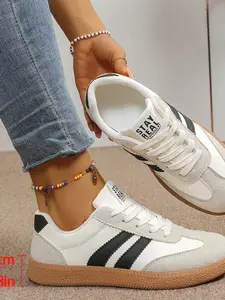 Women's Cross-Border Training Shoes Fall 2026 New Striped Colorblock Retro Casual Sports Sneakers Board Shoes