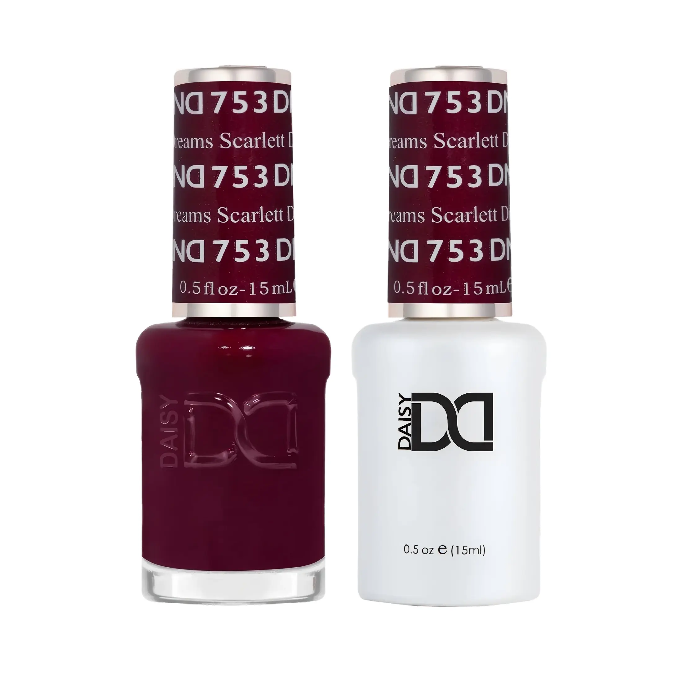 DAISY DND Gel Nail Polish & Lacquer Duo Set, Scarlett Dreams #753 - Matching Color Gelpolishset for DIY Nail Art, 0.5 oz, 0.5Oz Per Bottle, Manicure & Nail Care Essential
