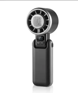 Portable Handheld Turbo Fan, 5-Speed Mini Personal Fan with LED Display, Rechargeable USB Small Fan for Travel, Outdoor, Office, Home, Battery Powered Cooling Fan, Black & Green