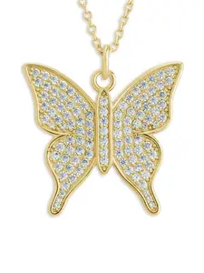Pave CZ Butterfly Pendant Necklace