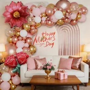 Mother’s Day Balloon Decoration Kit – Pink Balloon Garland Arch Set for Mom Celebration, Happy Mother’s Day Party Decorations, Backdrop Photo Booth Decor, Mother’s Day Party Supplies