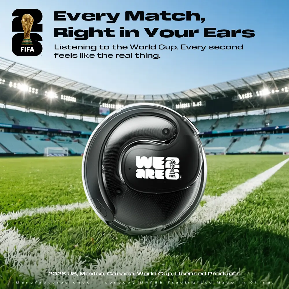 FIFA World Cup 2026 E02 Open-Ear Headphones with Hi-Fi Audio Quality — Bluetooth 6.0 Wireless Sports Earphones. World Cup-Themed Merchandise Gift; Ideal for Work, Sports, Sleep, and Study,back to school,back to school haul