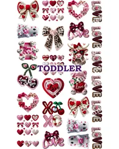 Toddler/Youth Valentine's Day DTF Transfers Gang Sheet. 26 Designs 6 Inches for toddler. 17 Designs 8 Inches for Youth. Ready To Press for Cotton Polyester & Blends Handmade Gifts DIY Material