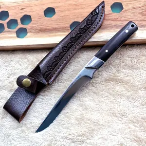 High carbon steel boning knife, with sheath, sharp kitchen razor, fruit knife, 5-inch fixed blade, fish fillet knife, essential for outdoor barbecue and camping