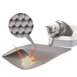 VEVOR Cat Litter Mat, 30x 24 in, Double-Layer Litter Box Mat, Non-Slip Urine-Proof Litter-Trapping Mats for Indoor Cats, Honeycomb Design, Soft on Paws, Washable Large Kitty Mats for Floor