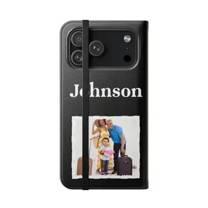 Personalized Vegan Leather iPhone Wallet Case, Custom Photo Smartphone Shell with Card Slot, Cash Storage for Cellphone Accessories