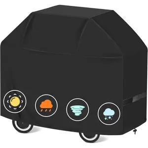 Grill Cover 58 Inch for Outdoor Grill Weber  II/EX/SX/LX 300 Series and  300 Series, Weatherproof and  Durable Black BBQ Grill Cover Compared to Weber 7130