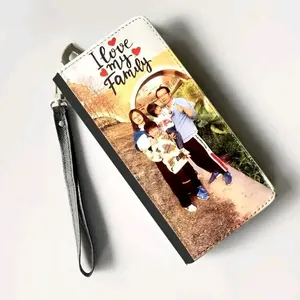 Womens photo wallet clutch purse with wrist strap customized