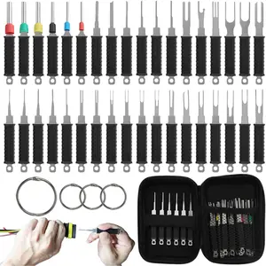 Upgrade 36pcs Depinning Tool Kit Automotive - Terminal Removal Tool Set with 4 Organizer Ring & Case, Electrical Connector Pin Extractor for Automotive, Motorcycle & Household Devices, Black