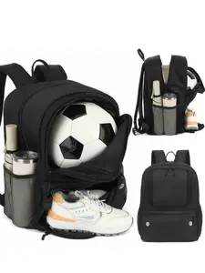 Solid Color Soccer Ball Backpack, Large Sports Equipment Bag, Football Backpack with Shoe Compartment for Youth Suitable for Indoor Outdoor Basketball Volleyball