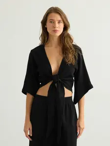 Aura Wrap Top - Black