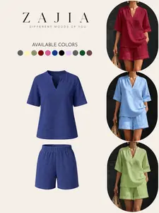 2026 Casual Lapel Short Shirt Two Piece Set, Stylish and Comfortable Clothing, Perfect for Daily Wear and Special Occasions