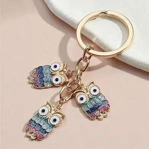 Owl Keychain Animal Keyring Trendy Retro Vintage Accessories Bag Key Decor