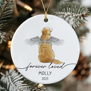 Personalized 2025 Pet Memorial Ornament with Angel Wings - Custom Dog Remembrance Keepsake for Bereaved Pet Parents