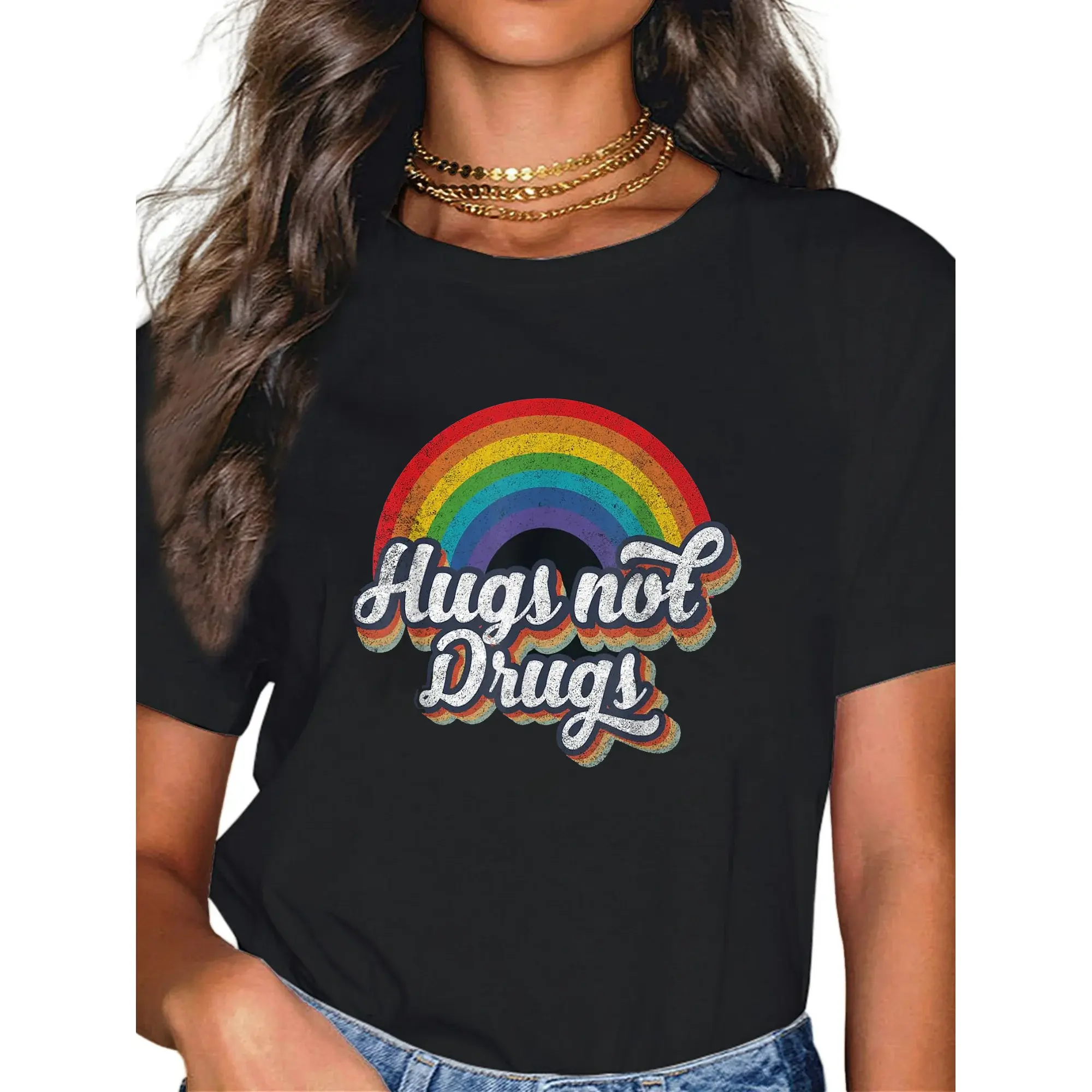 100% Cotton Narcotics Anonymous Shirts Hugs Not Drugs AA NA Sobriety T-Shirt