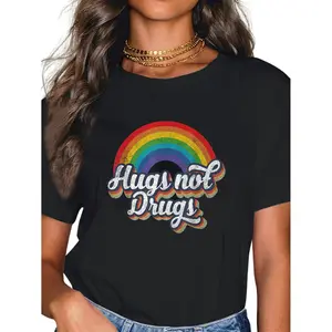 100% Cotton Narcotics Anonymous Shirts Hugs Not Drugs AA NA Sobriety T-Shirt