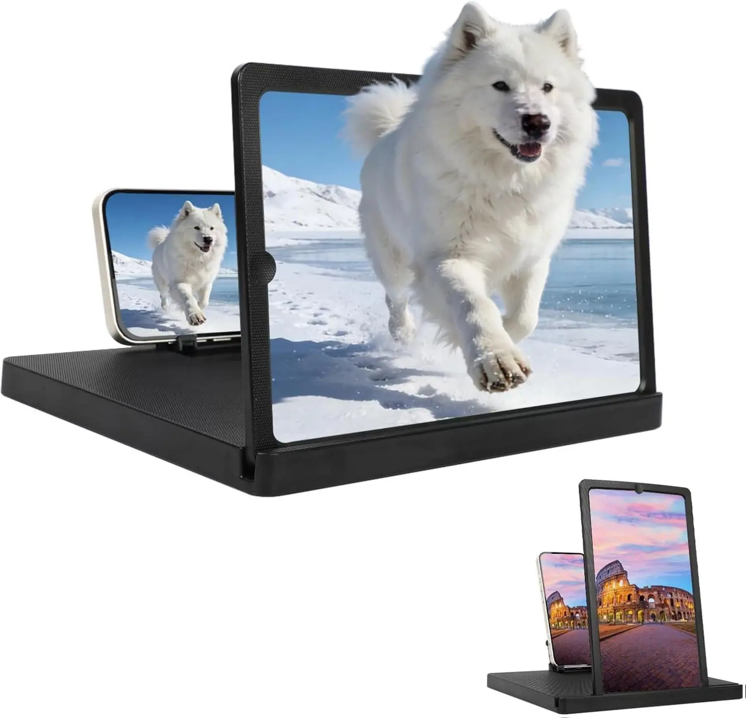 [New deal] - Big Screen Phone Magnifier,Screen Magnifier for Cell Phone,HD Screen Expander for Movies and Videos, Portable Magnifying Screen for Travel,Screen Magnifier Compatible with All Phones (12in, Black)