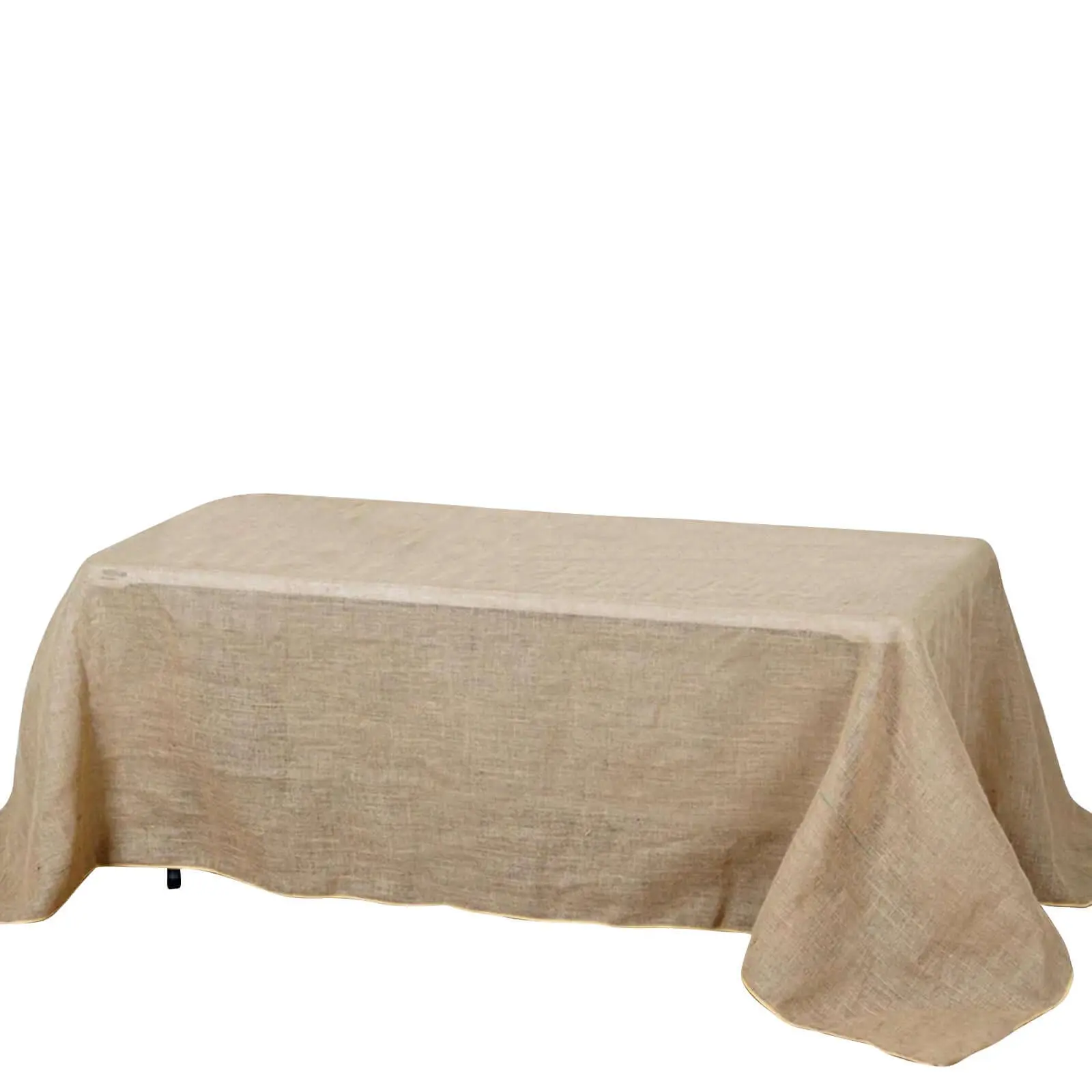 Natural Weave Jute Burlap Rectangle Tablecloth - 90"x132", Seamless Edge, Rustic Boho Chic, All Seasons for Home, Wedding Events, Craft Use