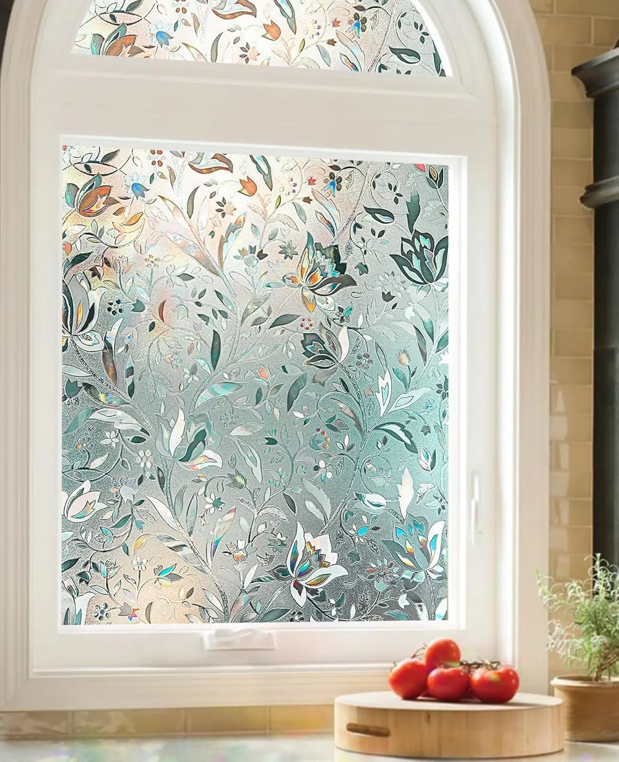Rainbow  Window Film Stained Glass   17.5 X 78.7inches,   Decorative Window Stickers Static Cling - Heat Control Anti UV and Decorate Your Door Window and Glass