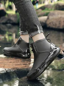 Fashionable Couple Short Rain Boots, Waterproof Wellington Boots, Lightweight Design for Commuting & Outdoor Activities, Keep Feet Dry All Day