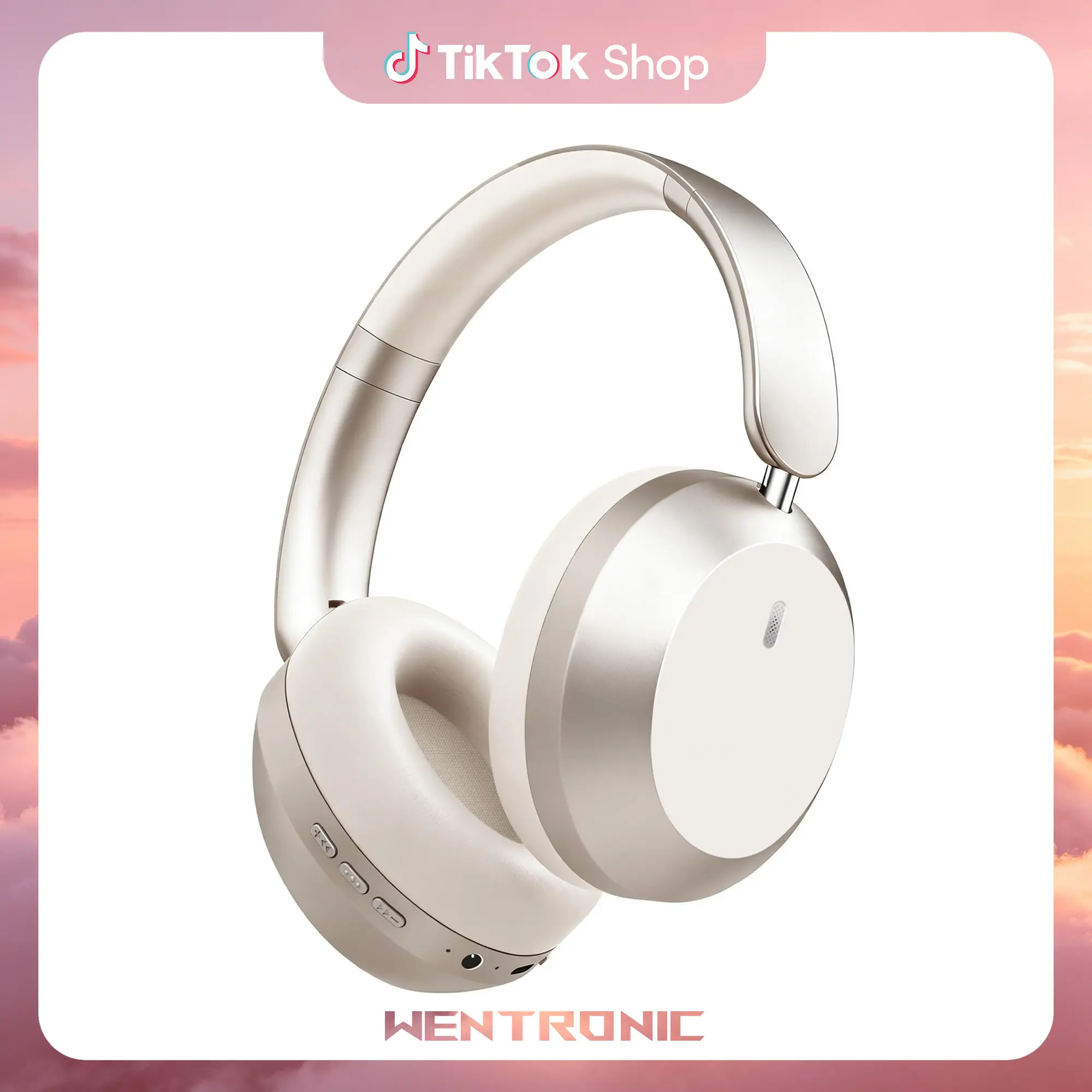 WENTRONIC Y05 Over-Ear Bluetooth Headset with Memory, 48H Playtime, High-Fidelity Stereo Audio, Microphone, Foldable Design, Soft Earpads, 3.5mm Wired Cable Option, Fast Charging, Volume Control, Travel-Friendly Audio Device