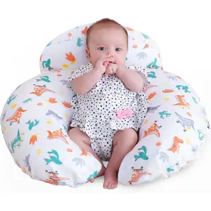 Nursing Pillow for Mom Baby Extra Support Removable Cotton Cover Colorful Animal Patterns Machine Washable Plus Size Babyfeeding Pillow White